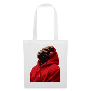 Gorilla in hoodie listening to headphones music - Tote Bag - white - Front