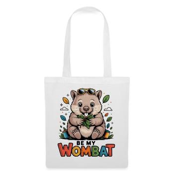 Wombat mit Blättern und Sonnenbrille - Stoffbeutel - Weiß - Vorne