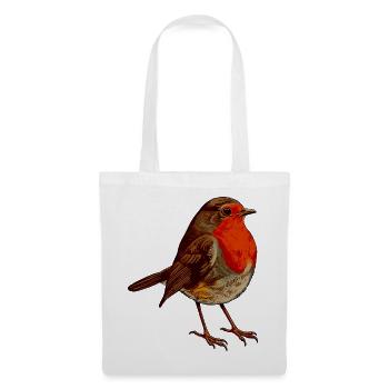 Rotkehlchen Motiv singvogel - Stoffbeutel - Weiß - Vorne