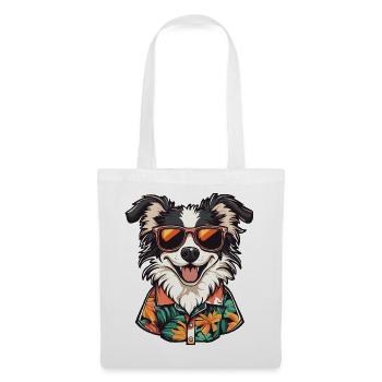 Vacances de bandes dessinées Border Collie Dog - Sac en tissu - blanc - Devant