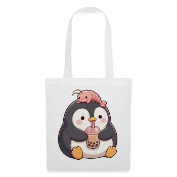  Kawaii Pinguin Bubble Tea Boba Garnele Niedriges - Stoffbeutel - Weiß - Vorne