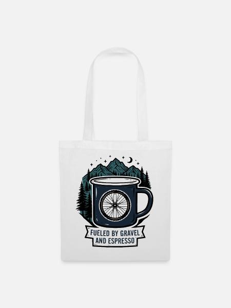 Angetrieben von Kies und Espresso-Kaffeetasse - Stoffbeutel - Weiß