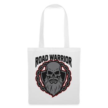 Totenkopf Biker Wappen Logo - Stoffbeutel - Weiß - Vorne