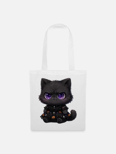 Kosmische Katze in Halloween-Spitze - Stoffbeutel - Weiß