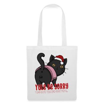 Weihnachtskatze Weihnachtsmütze Weihnachtsmütze Sei entschuldigt Lametta-Humor - Stoffbeutel - Weiß - Vorne