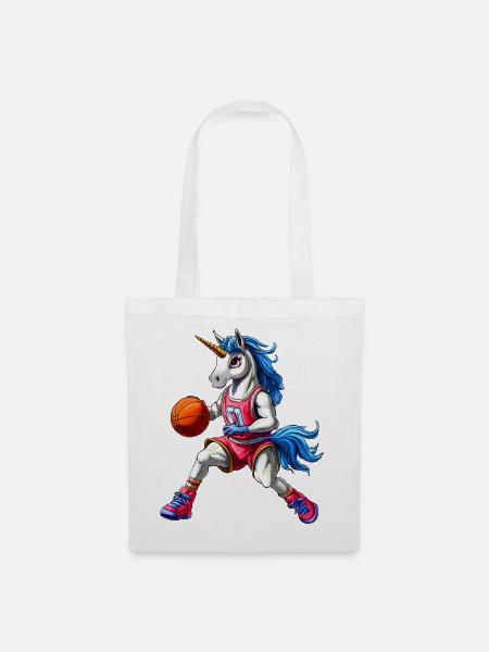 Einhorn Basketball - Stoffbeutel - Weiß