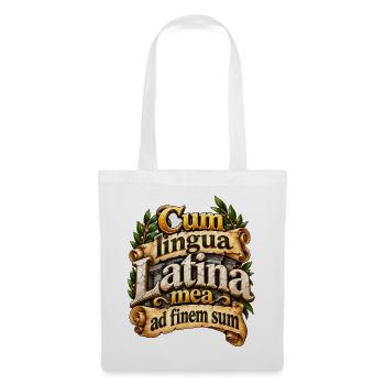 Cum Lingua Latina Schriftkunst - Stoffbeutel - Weiß - Vorne