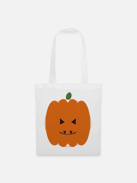 Kürbis Halloween Lächeln Design - Stoffbeutel - Weiß