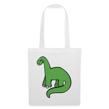 Smaragdgrüner Dino auf Schwarz - Stoffbeutel - Weiß - Vorne
