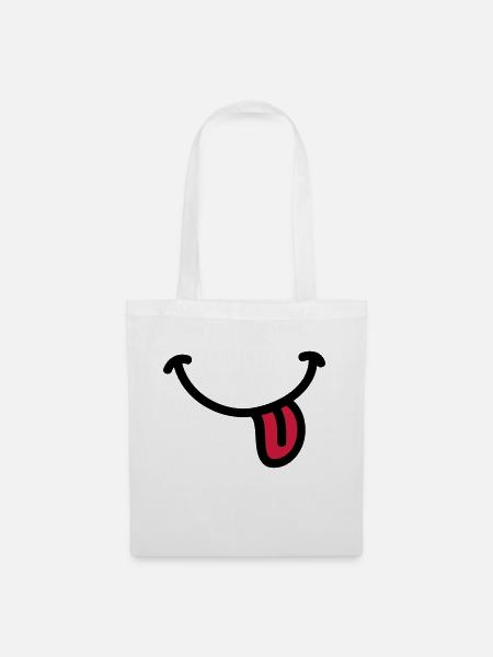 Smiley grin tongue - Tote Bag - white