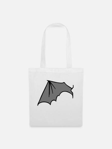 batwing_left_grey - Stoffbeutel - Weiß
