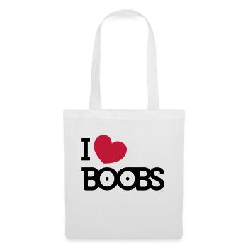 I love Boobs - Stoffbeutel - Weiß - Vorne
