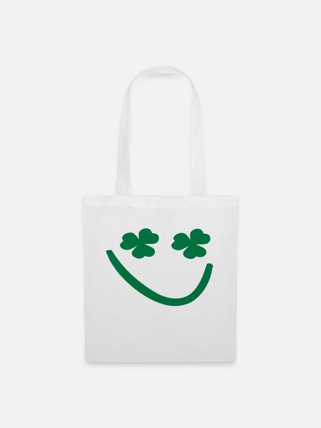 Shamrock Smiley-Gesicht - Stoffbeutel - Weiß
