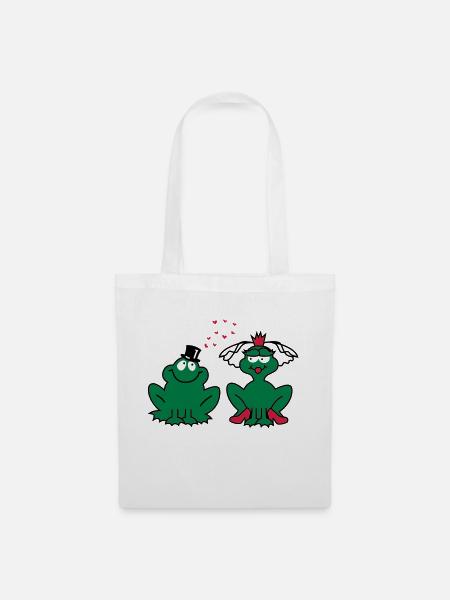 Hochzeit - JGA - Braut - Paar - Froschpärchen - 3C - Stoffbeutel - Weiß