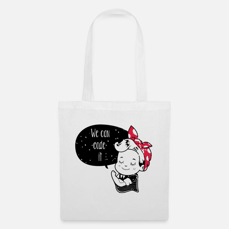 coder girl shirt we can code - Tote Bag - white