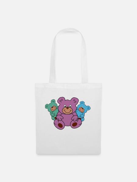 Teddybären Teddys Bären bunt drei - Stoffbeutel - Weiß