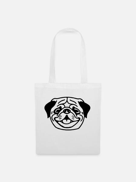 Mops Hund Geschenkidee Vektor - Stoffbeutel - Weiß