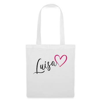 Luisa Nom Prénom Rose coeur - Sac en tissu - blanc - Devant
