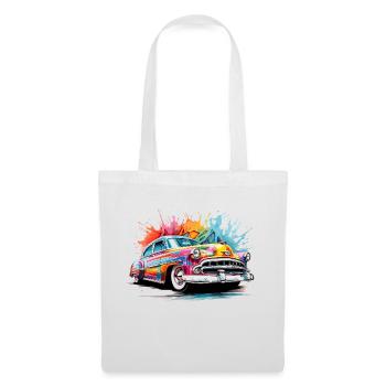 voiture classique colorée - Sac en tissu - blanc - Devant