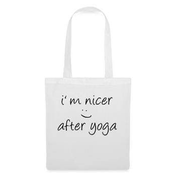 Chemise de yoga / Je suis plus agréable après le yoga - Sac en tissu - blanc - Devant
