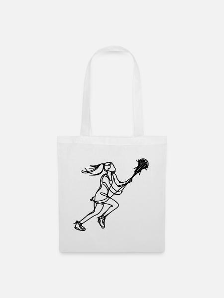 Lacrosse Mädchen - Stoffbeutel - Weiß