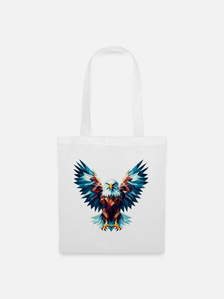 Polygonaler Adler - Stoffbeutel - Weiß