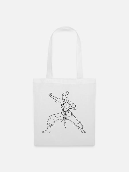 Karate Mädchen Line Art - Stoffbeutel - Weiß