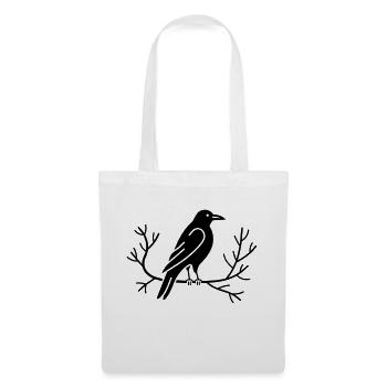 Corbeau sur branche – Style d’Halloween - Sac en tissu - blanc - Devant