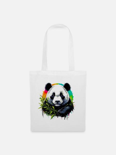 Panda - Stoffbeutel - Weiß