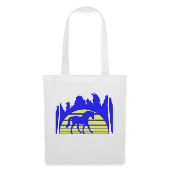 Horse Riding Lines Rider Sun Palm Trees Silhouette - Tote Bag - white - Front