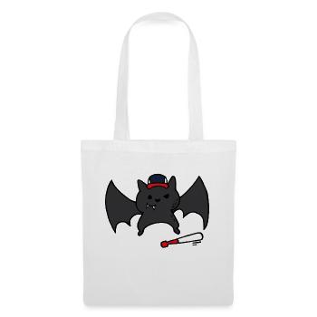 Chauve-souris de baseball drôle et mignonne / Chauve-souris - Sac en tissu - blanc - Devant