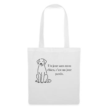 Un jour sans mon chien, c'est un jour perdu - Sac en tissu - blanc - Devant