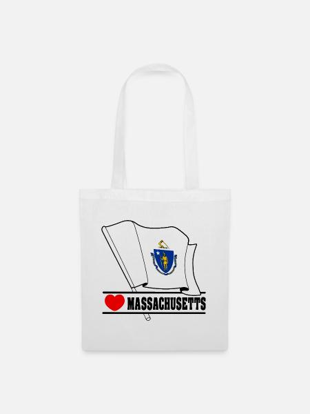 Flagge Massachusetts Herz MASSACHUSETTS - Stoffbeutel - Weiß