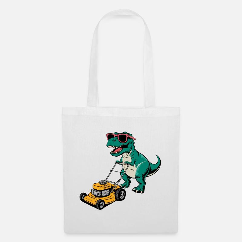 Dinosaurier mit Sonnenbrille Mähen Rasen - Stoffbeutel - Weiß