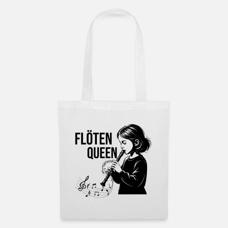 Blockflöte - Flöten Queen - Stoffbeutel - Weiß