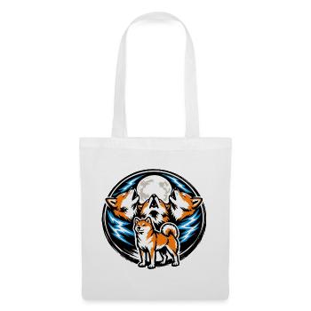 Shiba Inu Vintage Hurlant vers la Lune - Sac en tissu - blanc - Devant