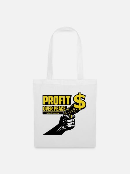 Profit Over Peace Satire - Stoffbeutel - Weiß