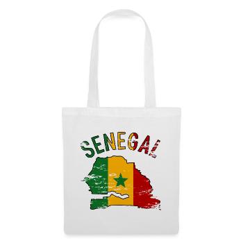 Senegal Flagge Landkarte Silhouette used - Stoffbeutel - Weiß - Vorne