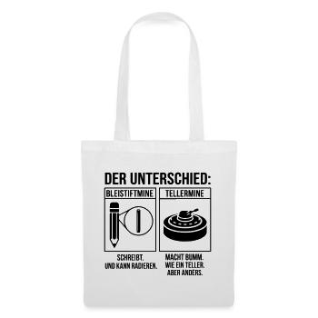 Unterschied Bleistiftmine und Tellermine - Stoffbeutel - Weiß - Vorne