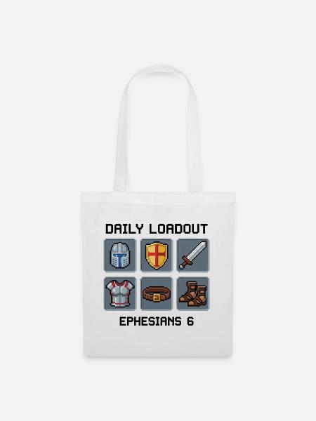 Waffenrüstung Gottes Pixel Art- Epheser 6 - Stoffbeutel - Weiß