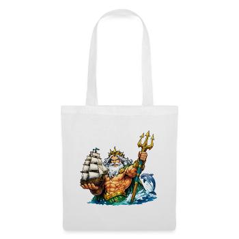 Neptun mit Seegelschiff - Stoffbeutel - Weiß - Vorne