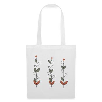 Trio minimalistischer Blumenstängel - Stoffbeutel - Weiß - Vorne