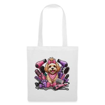 Frisierhund Glam Pink und Lila Styling - Stoffbeutel - Weiß - Vorne