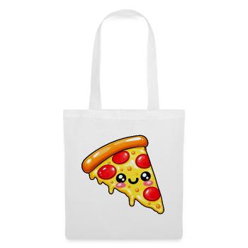 Kawaii Pizza Slice Cartoon - Stoffbeutel - Weiß - Vorne