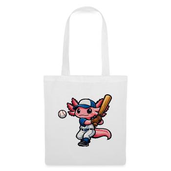 Axolotl beim Baseball – Süßes Sportmotiv - Stoffbeutel - Weiß - Vorne