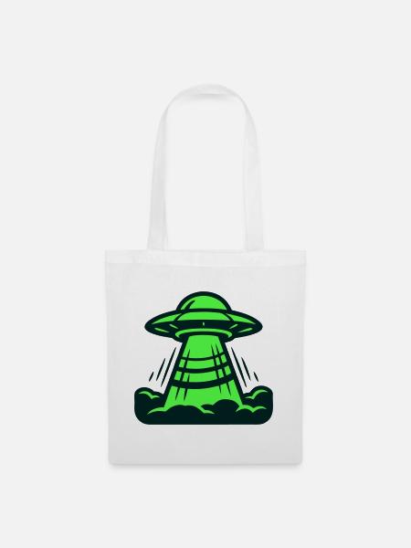 Ufo Start Landung Grafik - Stoffbeutel - Weiß