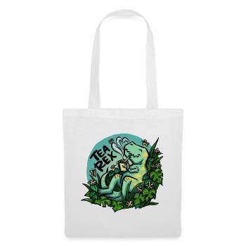 Tea Rex - Türkis -  (NO AI / Ohne KI) - Stoffbeutel - Weiß - Vorne
