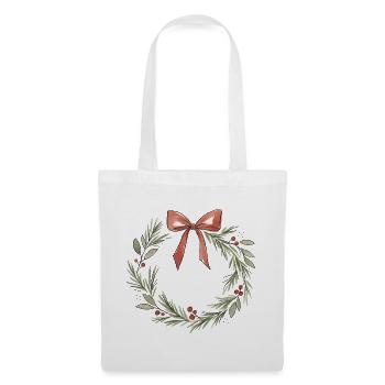 Sanfte rosa Schleife Weihnachtskranz - Stoffbeutel - Weiß - Vorne
