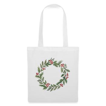 Minimalistisches Weihnachtskranz-Aquarell - Stoffbeutel - Weiß - Vorne