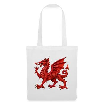 Walisischer Roter Drache - Stoffbeutel - Weiß - Vorne